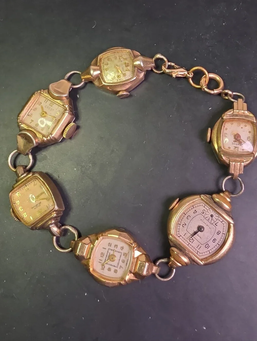 Vintage Women's Gold-Tone Multi-Face Bracelet Watch Faces